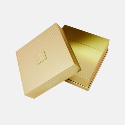 Caja de regalo de tarjeta dorada de dos piezas personalizada